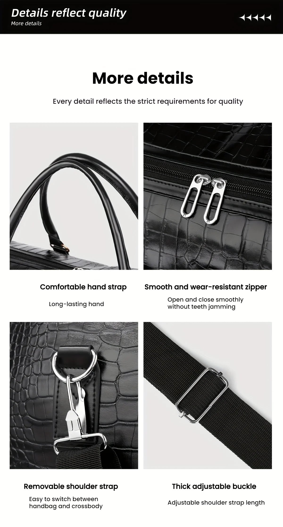 Large Capacity Retro Crocodile-Textured Duffel Bag with Adjustable Shoulder Strap, Stylish Gym,  Weekender & Overnight Bag