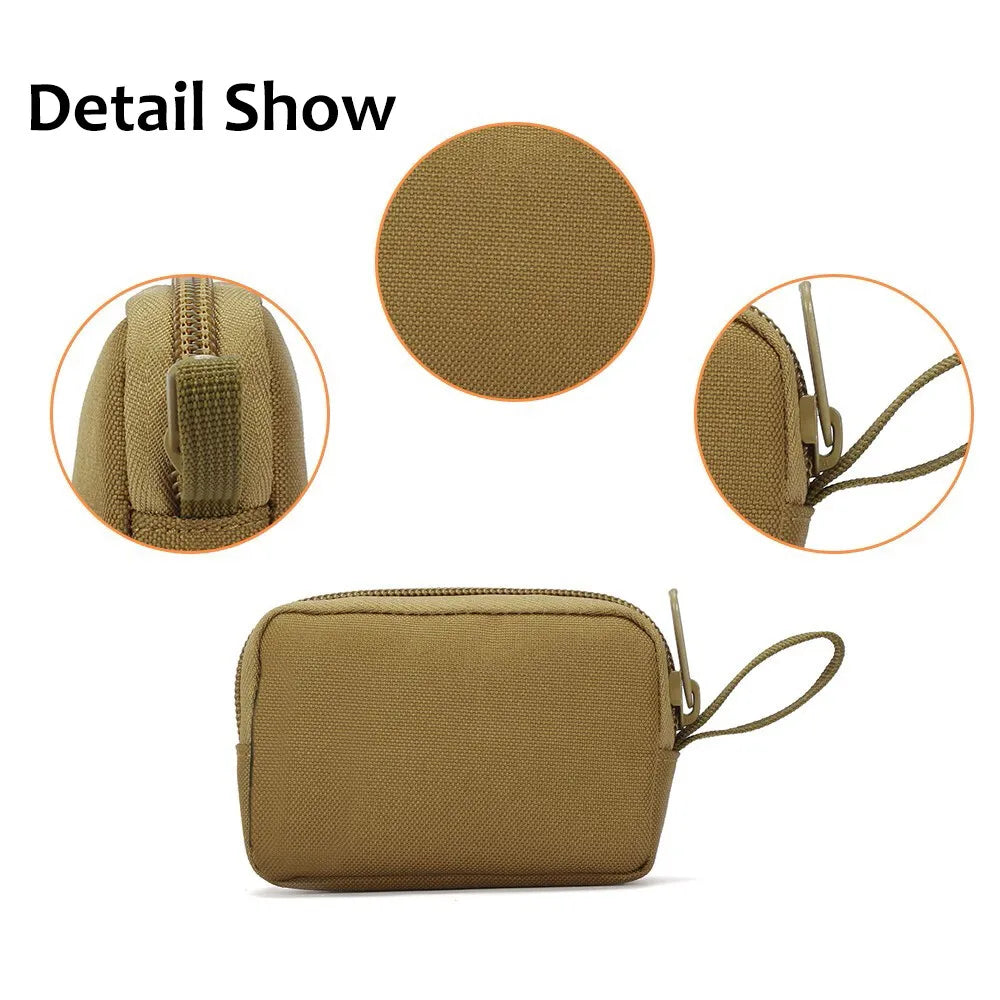 Tactical Small Bag Coin Money Bag Purse Nylon Portable EDC Earphone Key Pouch Outdoor Belt Pack Zipper Card Bags Pocket