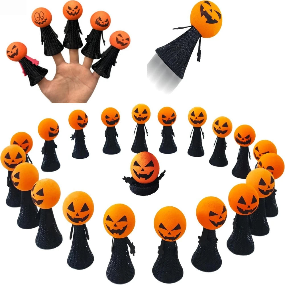 12/24 Pcs Black Finger Press Bouncing Man for Halloween Ghost Festival Carnival Carnival Party Gifts School Kindergarten Prize