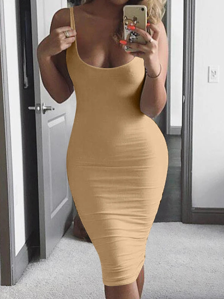 Summer Sexy Tank Top Dress European and American Plus Size Women's Sleeveless midi Dress