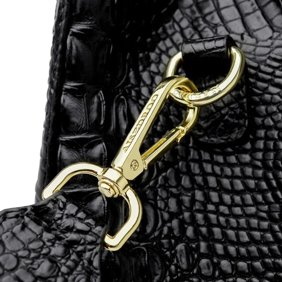 Luxury Crocodile Pattern Handbag Women Large Capacity Shoulder Ba PU Leather Top-handle Bag Brands Crossbody Totes Sac A Main
