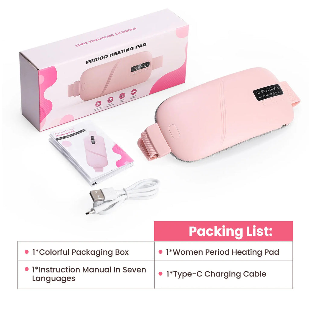 Electric Period Cramp Massager Menstrual Relief Heating Pad Rechargeable Abdominal Vibration Massage Smart Timming Palace Belt