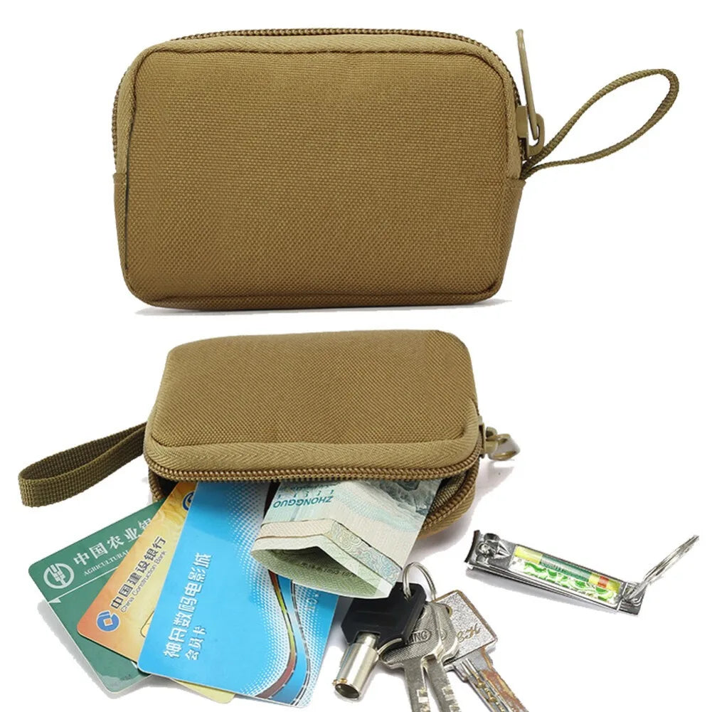 Tactical Small Bag Coin Money Bag Purse Nylon Portable EDC Earphone Key Pouch Outdoor Belt Pack Zipper Card Bags Pocket