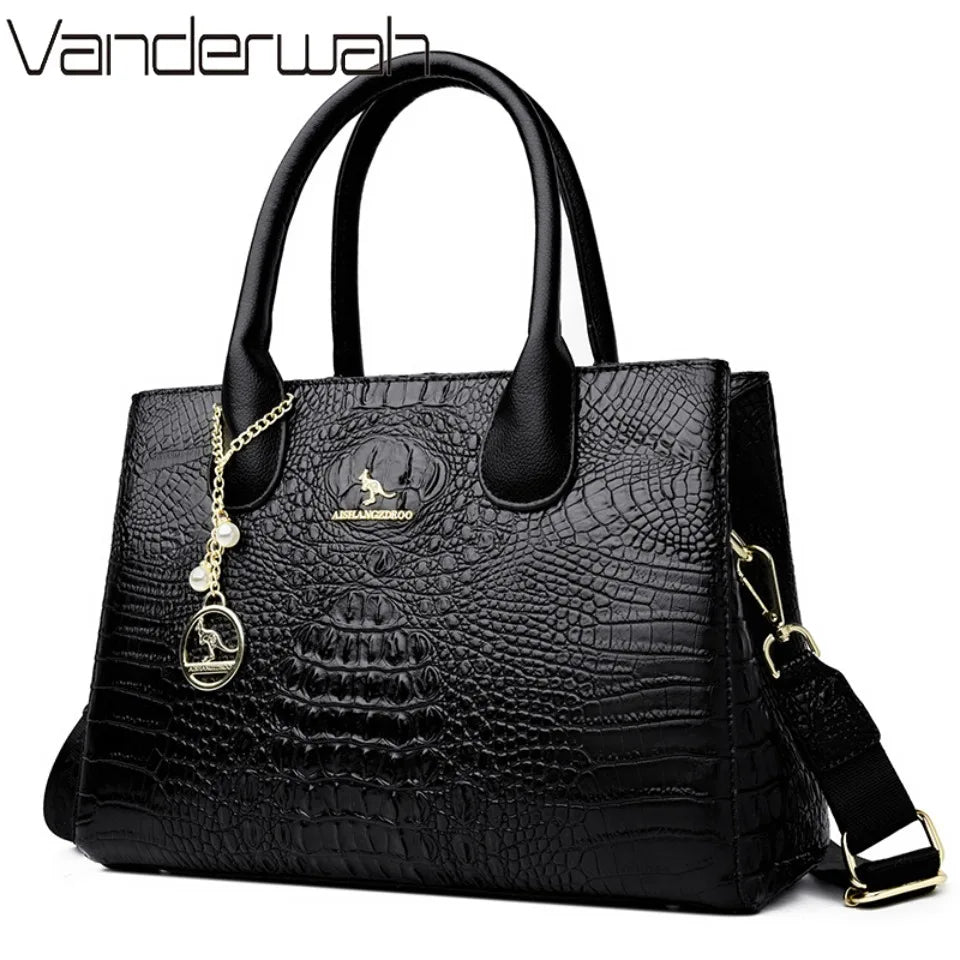 Luxury Crocodile Pattern Handbag Women Large Capacity Shoulder Ba PU Leather Top-handle Bag Brands Crossbody Totes Sac A Main