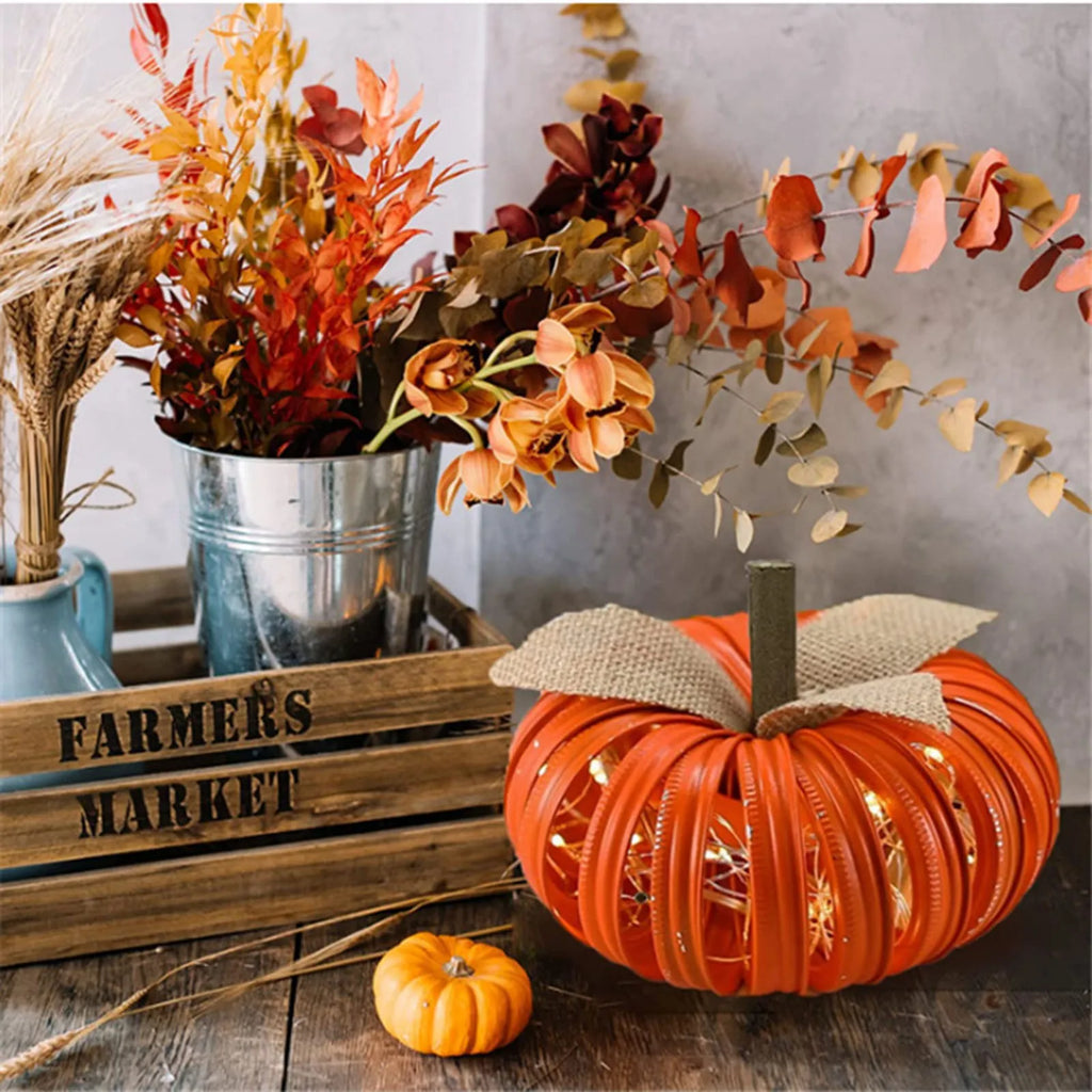 2025 Thanksgiving Halloween Decoration Ornaments Home Decoration With Light Strip Halloween Glowing Pumpkin LED Light Decor