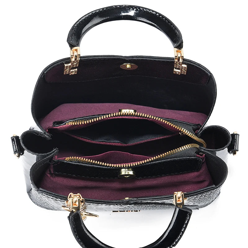 Crocodile Embossed Handbag, Casual Pu Leather ZipperShoulder Bag for Women, Trendy Versatile High-qualityDaily Commuting Bag