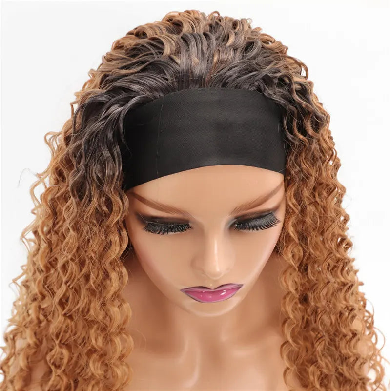 Synthetic Hair Wigs for Women 26inch Headband Wig Female High Quality Curly Wigs on Sale Clearance Black Brown Headband Wigs