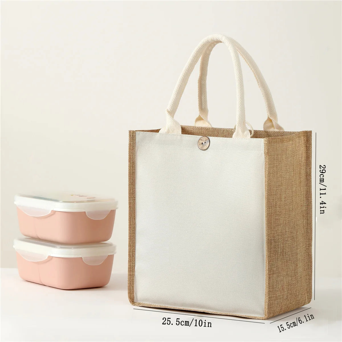Laminating blank canvas bag DIY painting hand carry faux burlap bag solid color large capacity ladies handheld shopping bag