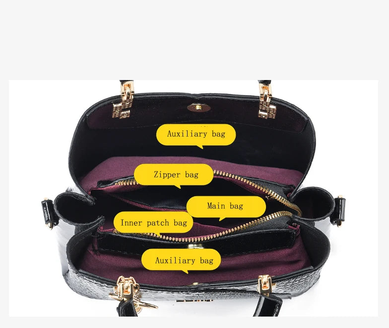 Crocodile Embossed Handbag, Casual Pu Leather ZipperShoulder Bag for Women, Trendy Versatile High-qualityDaily Commuting Bag