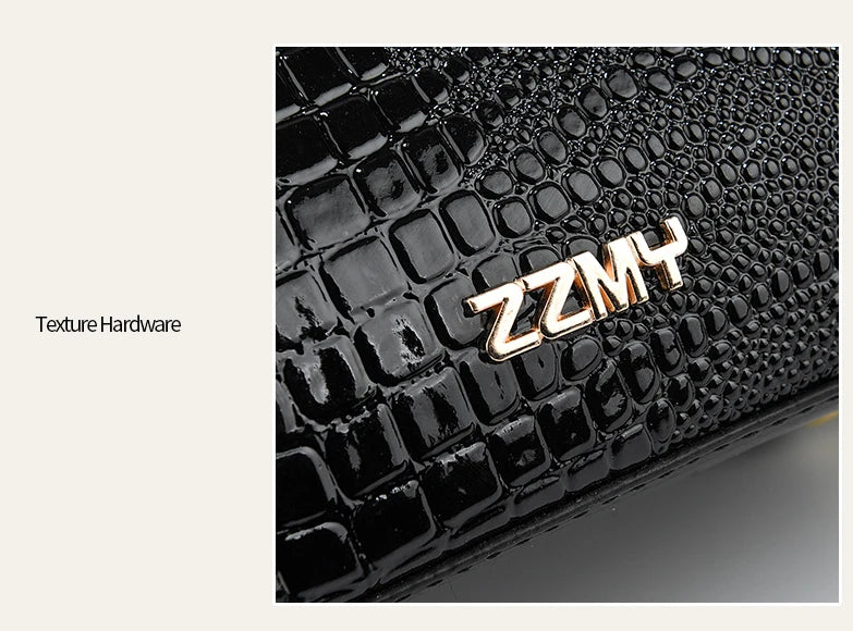 Crocodile Embossed Handbag, Casual Pu Leather ZipperShoulder Bag for Women, Trendy Versatile High-qualityDaily Commuting Bag