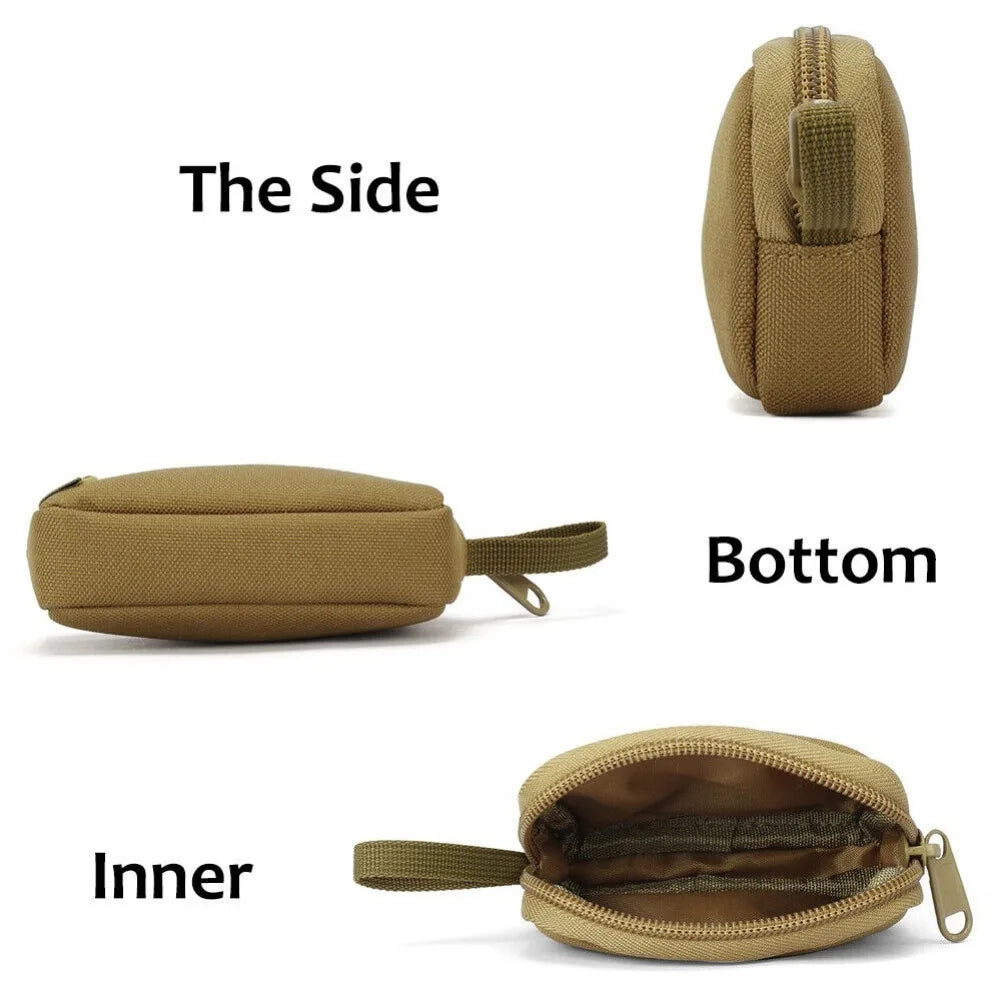 Tactical Small Bag Coin Money Bag Purse Nylon Portable EDC Earphone Key Pouch Outdoor Belt Pack Zipper Card Bags Pocket