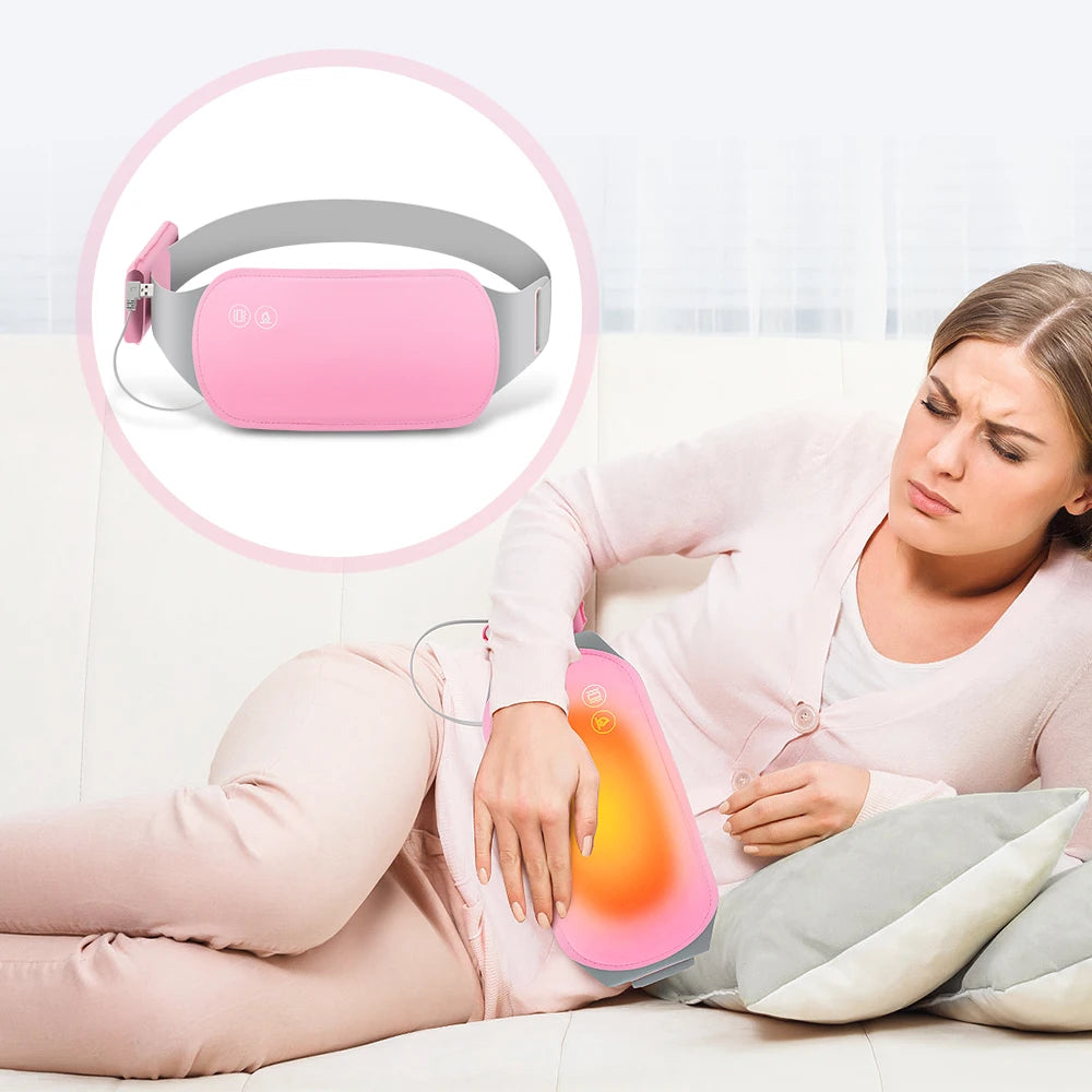 Electric Period Cramp Massager Menstrual Relief Heating Pad Rechargeable Abdominal Vibration Massage Smart Timming Palace Belt