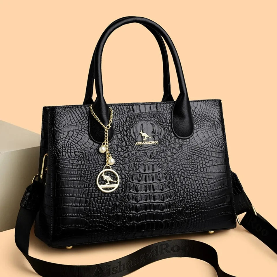 Luxury Crocodile Pattern Handbag Women Large Capacity Shoulder Ba PU Leather Top-handle Bag Brands Crossbody Totes Sac A Main