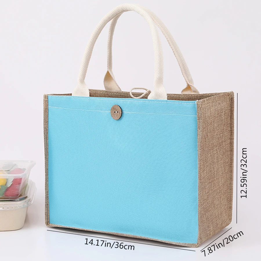 Laminating blank canvas bag DIY painting hand carry faux burlap bag solid color large capacity ladies handheld shopping bag
