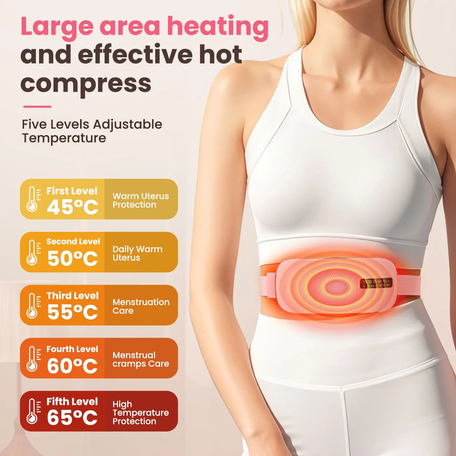 Electric Period Cramp Massager Menstrual Relief Heating Pad Rechargeable Abdominal Vibration Massage Smart Timming Palace Belt