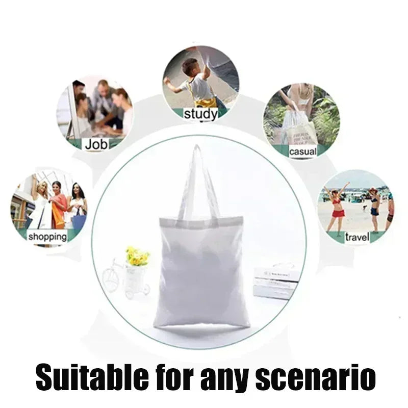 26 Letters Flower Tote Bag for Women Eco Reusable Shoulder BagsLarge Capacity Canvas Casual Harajuku Shopping Shopper Handbag
