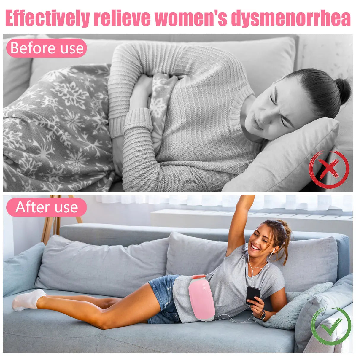 Heating Pad for Period Cramps Portable Cordless Heating Pad for Menstrual Cramps Pain Relief Heating Abdomen Warmer Xmas Gifts