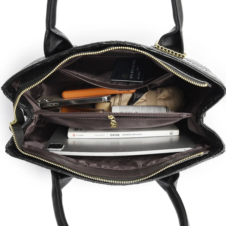 Luxury Crocodile Pattern Handbag Women Large Capacity Shoulder Ba PU Leather Top-handle Bag Brands Crossbody Totes Sac A Main