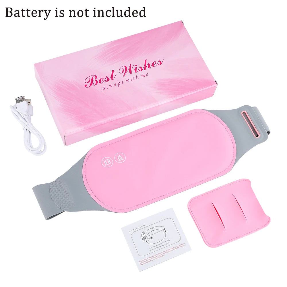 Menstrual Heating Pad Washable Warm Palace Belt Relieve Period Uterus Pain Hot Compress Waist Abdominal Heated Massager