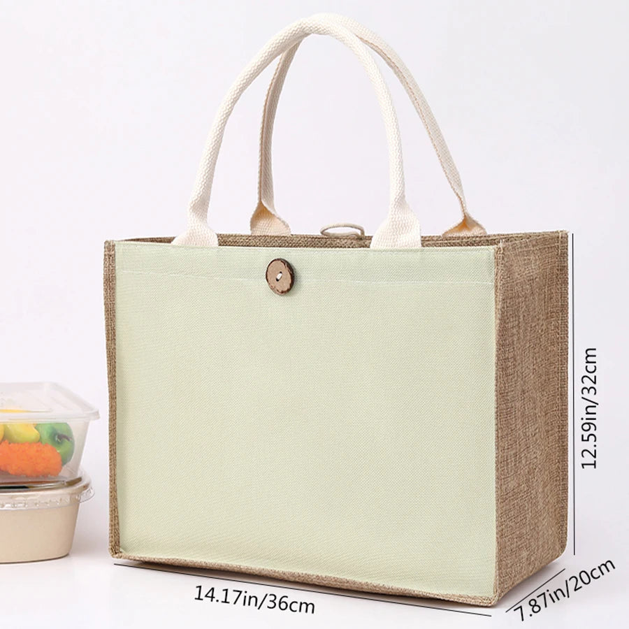 Laminating blank canvas bag DIY painting hand carry faux burlap bag solid color large capacity ladies handheld shopping bag