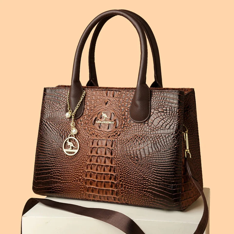 Luxury Crocodile Pattern Handbag Women Large Capacity Shoulder Ba PU Leather Top-handle Bag Brands Crossbody Totes Sac A Main