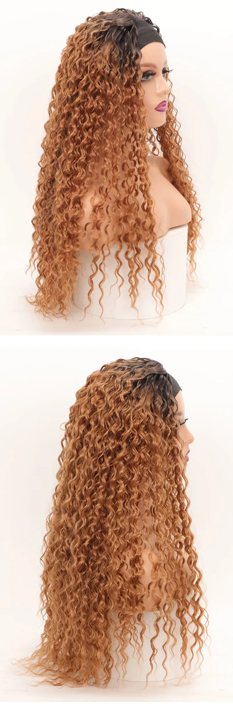Synthetic Hair Wigs for Women 26inch Headband Wig Female High Quality Curly Wigs on Sale Clearance Black Brown Headband Wigs