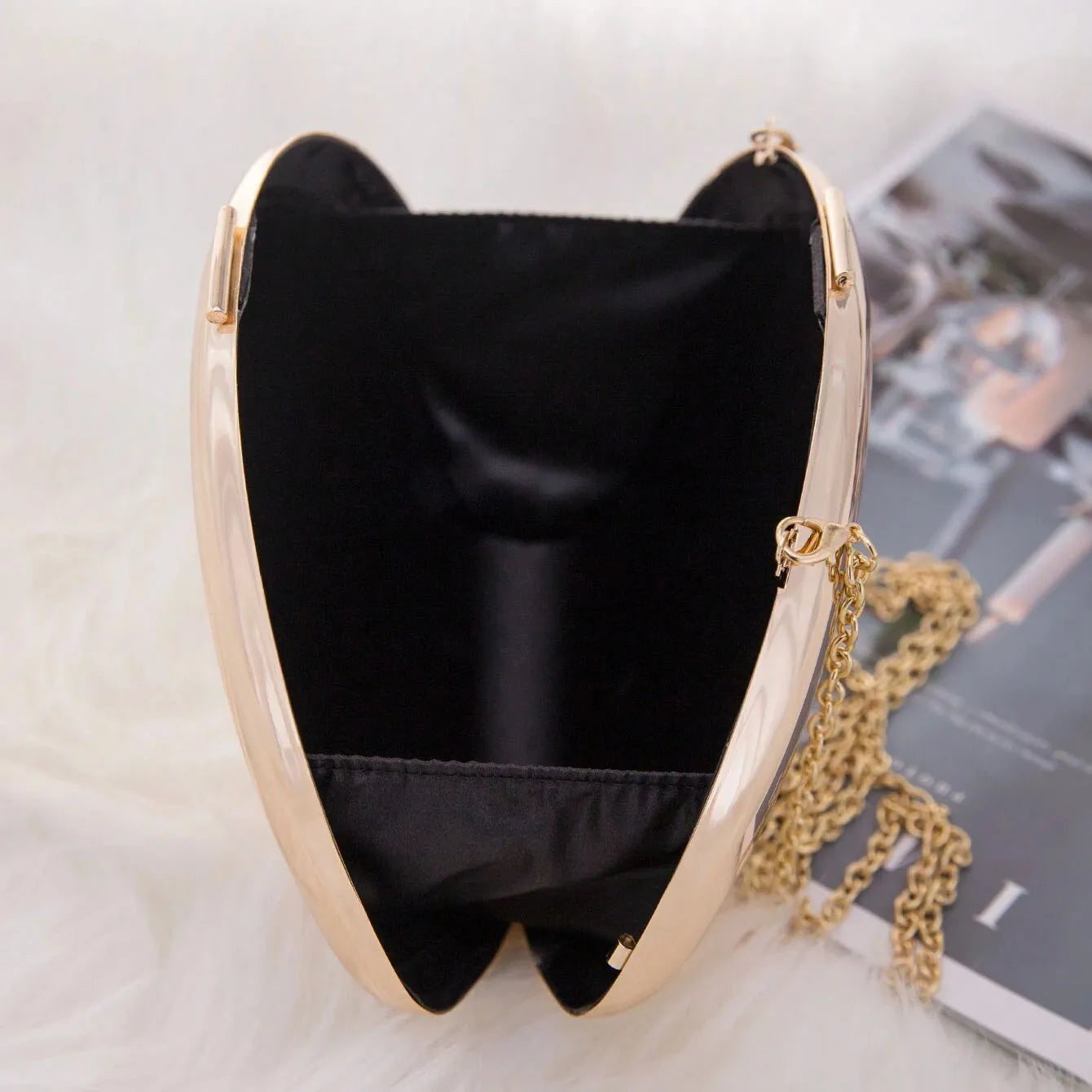 Shell Shape Mirrored Design Clutch Bag Gold Silver Women Evening Party Bag Cute Shiny Metal Shoulder Crossbody Bags Small Purse