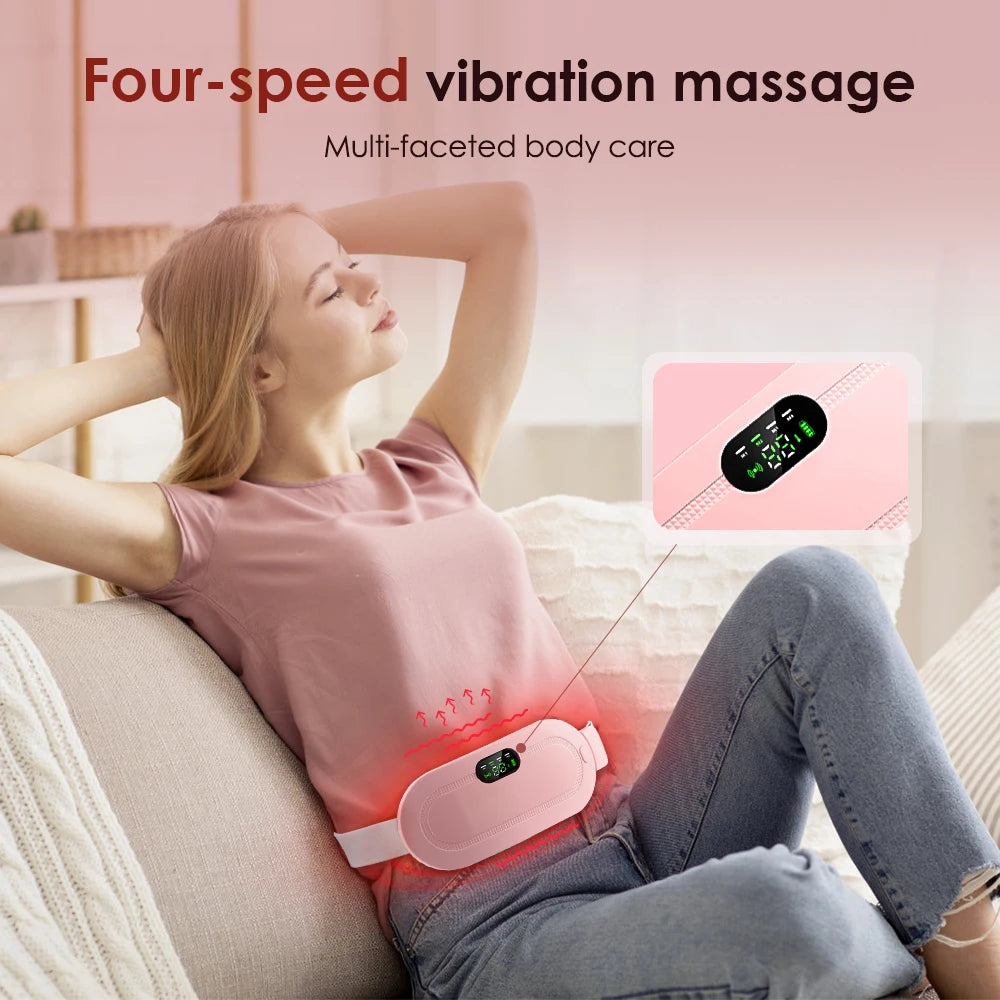 Electric Period Cramp Massager Menstrual Relief Heating Pad Rechargeable Abdominal Vibration Massage Smart Timming Palace Belt