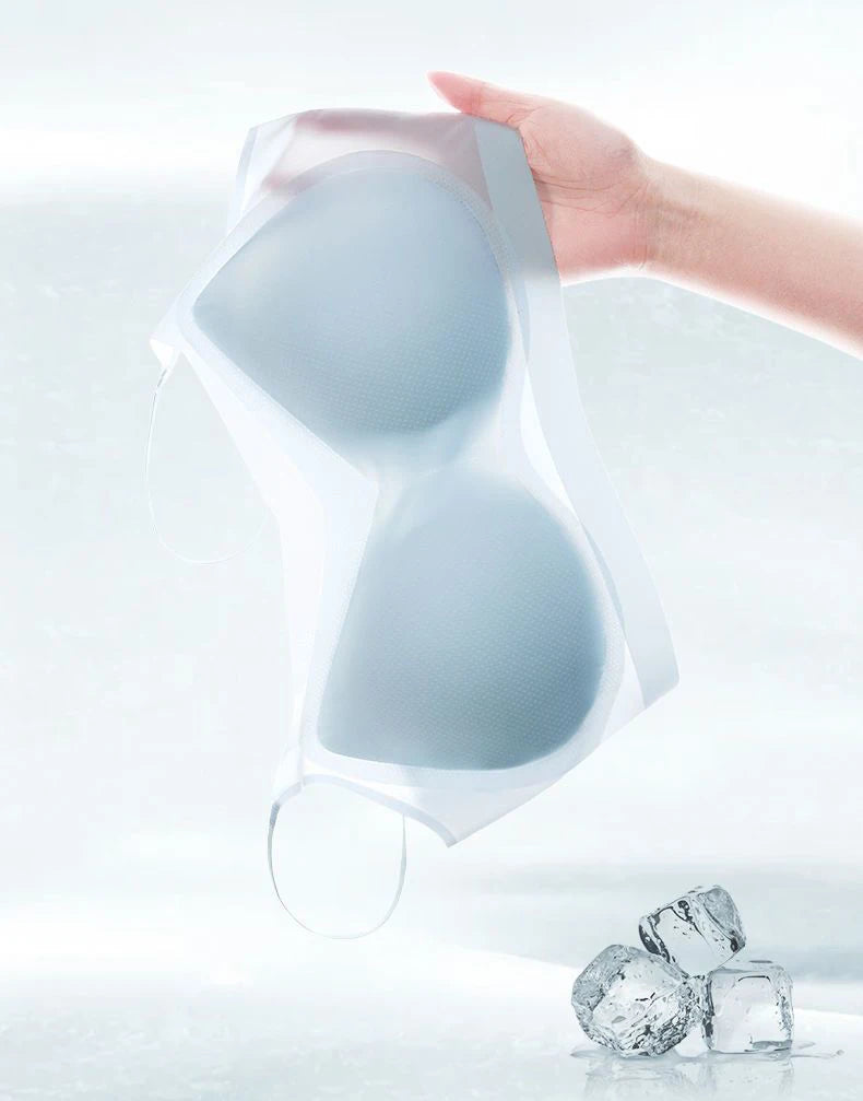 Ultra Thin Ice Silk Seamless Underwear Women Plus Size Sexy Top Soft Breathable Wireless Solid Lingerie Gathered Padded Bra