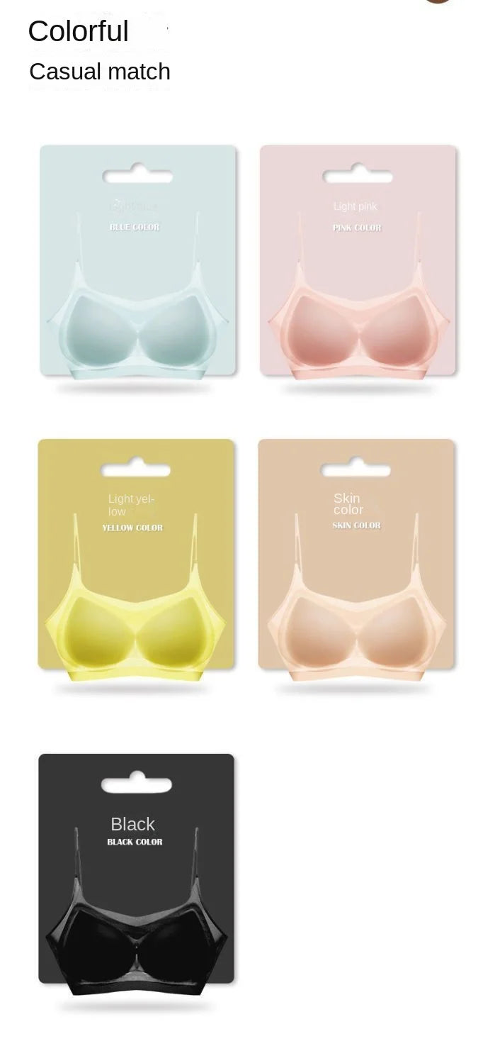 Ultra Thin Ice Silk Seamless Underwear Women Plus Size Sexy Top Soft Breathable Wireless Solid Lingerie Gathered Padded Bra