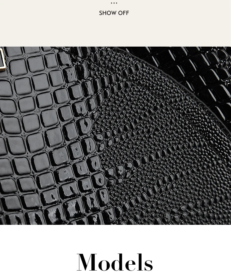 Crocodile Embossed Handbag, Casual Pu Leather ZipperShoulder Bag for Women, Trendy Versatile High-qualityDaily Commuting Bag