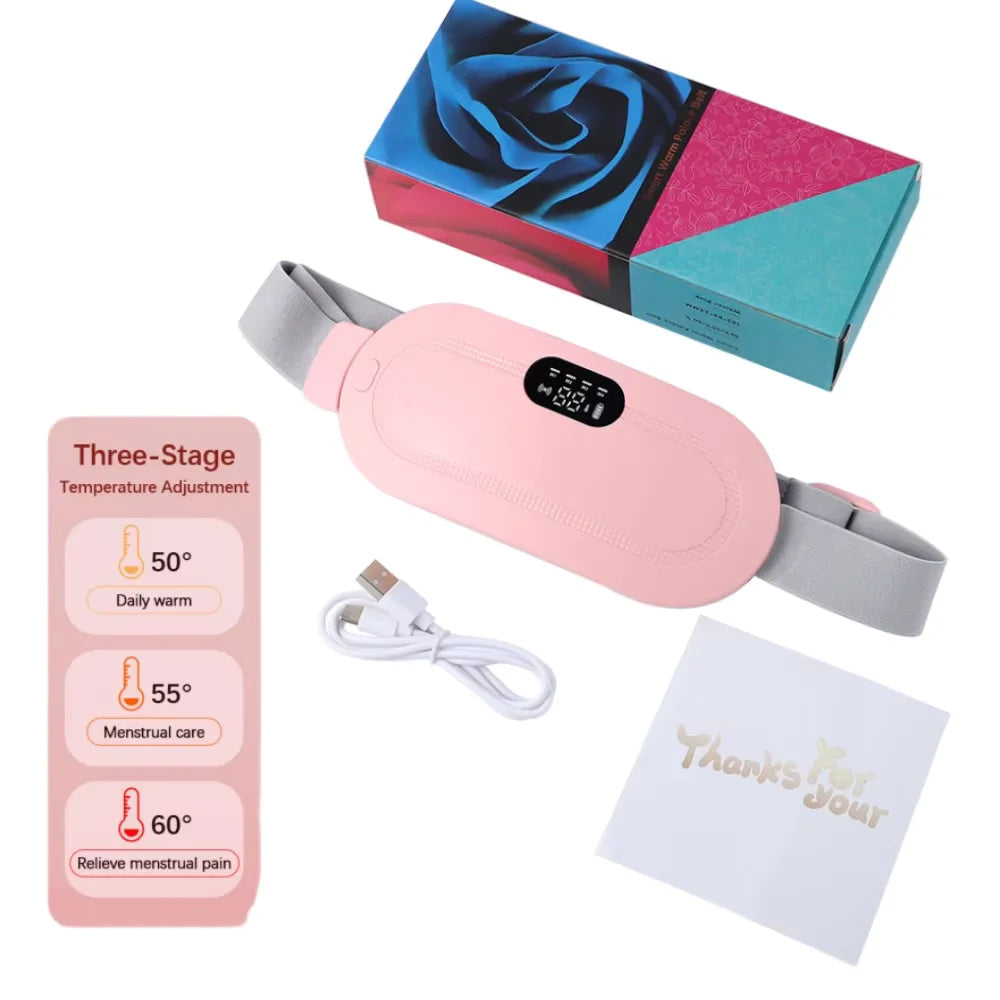 Electric Period Cramp Massager Menstrual Relief Heating Pad Rechargeable Abdominal Vibration Massage Smart Timming Palace Belt