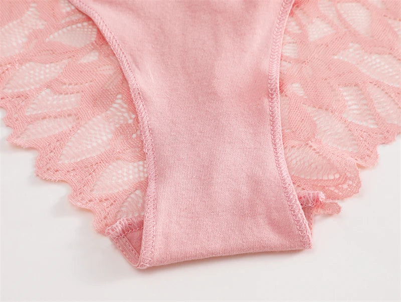 FINETOO 3Pcs Lace Hollow Out Underwear for Women Sexy Low-Waist Floral Briefs Female Invisible Breathable Lingerie Soft Intimate