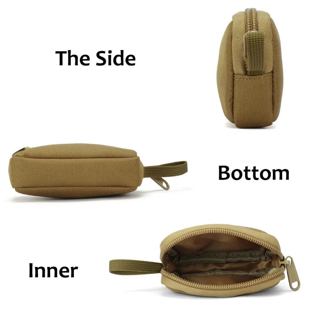 Tactical Small Bag Coin Money Bag Purse Nylon Portable EDC Earphone Key Pouch Outdoor Belt Pack Zipper Card Bags Pocket