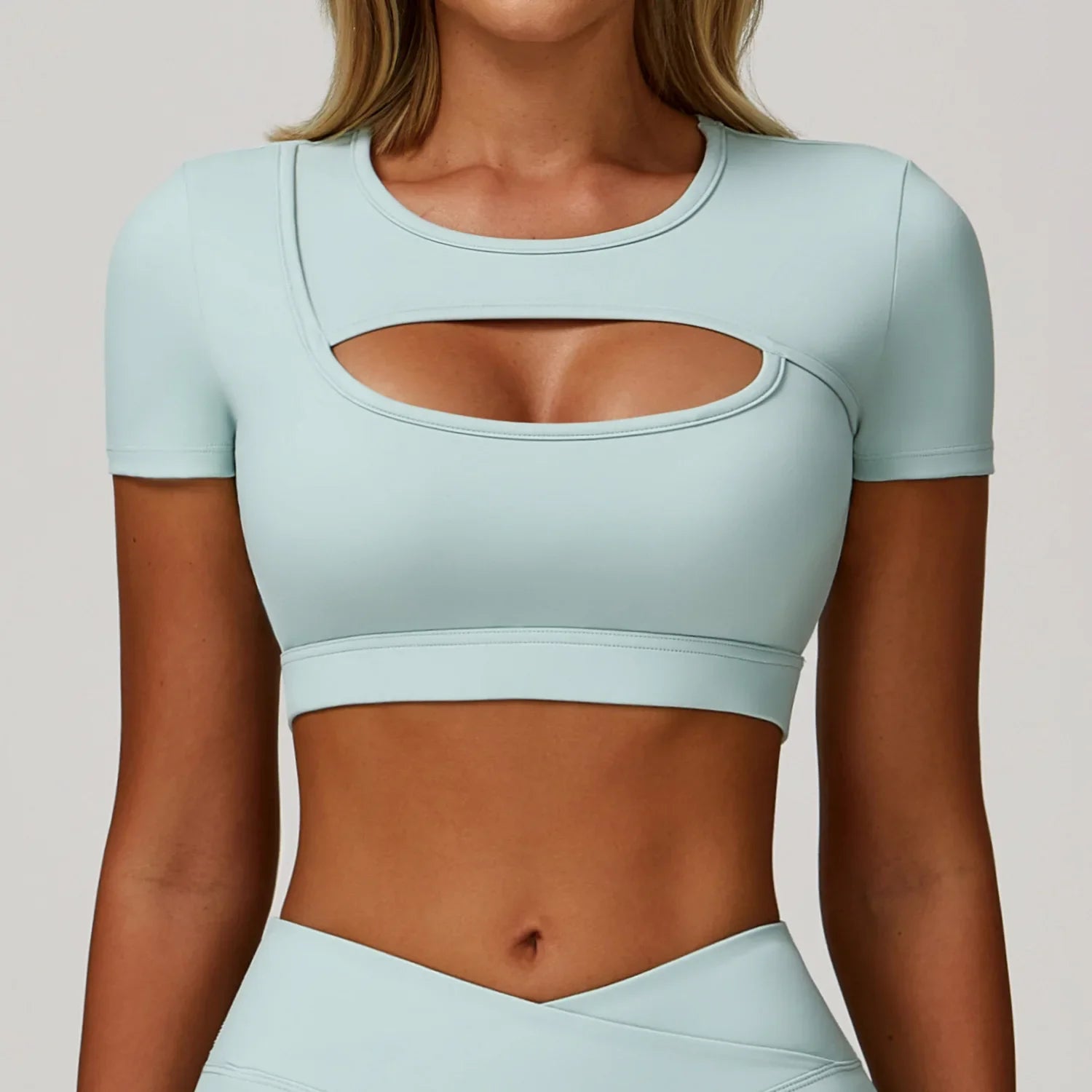 Women's Tight Fitting Sports T-shirt Quick Dry Short Sleeve Gym Tops Hollow Out Yoga T-shirt Running Exercise Fitness Sports Bra