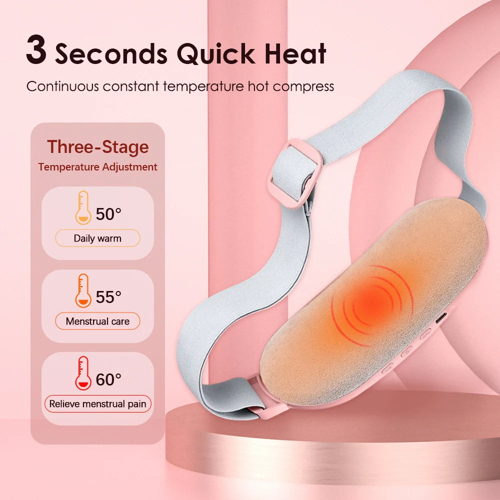 Electric Period Cramp Massager Menstrual Relief Heating Pad Rechargeable Abdominal Vibration Massage Smart Timming Palace Belt