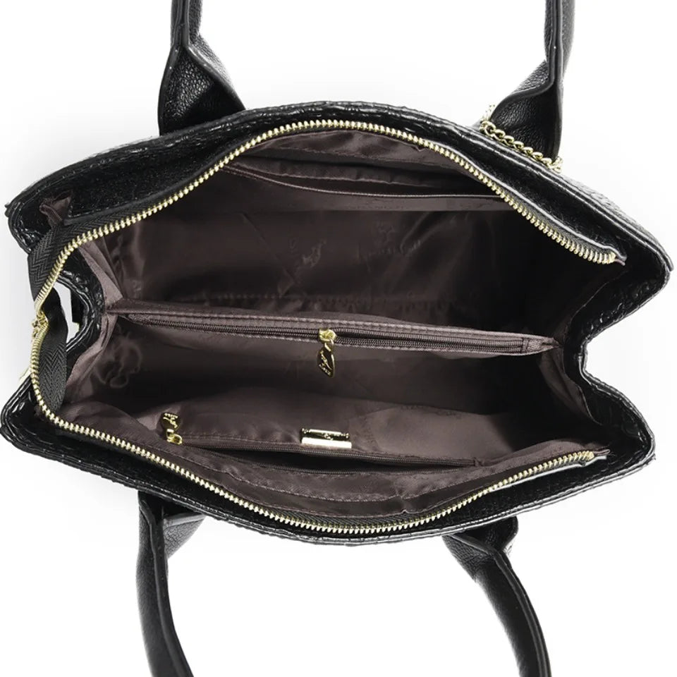 Luxury Crocodile Pattern Handbag Women Large Capacity Shoulder Ba PU Leather Top-handle Bag Brands Crossbody Totes Sac A Main