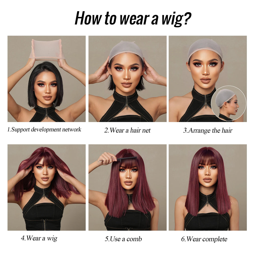 HENRY MARGU Long Straight Synthetic Wigs for Women Natural Brown Blonde Wig with Bangs Heat Resistant Cosplay Party Hair