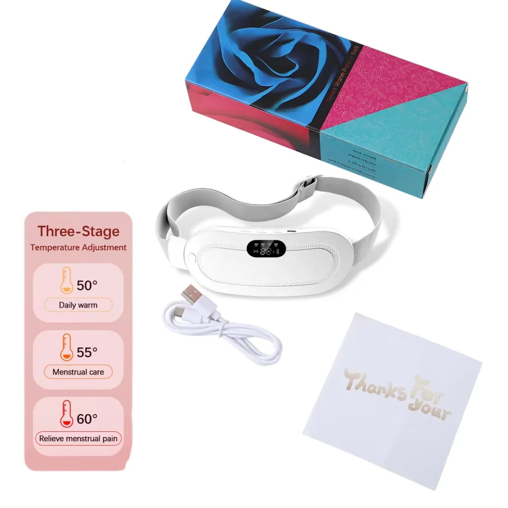 Electric Period Cramp Massager Menstrual Relief Heating Pad Rechargeable Abdominal Vibration Massage Smart Timming Palace Belt
