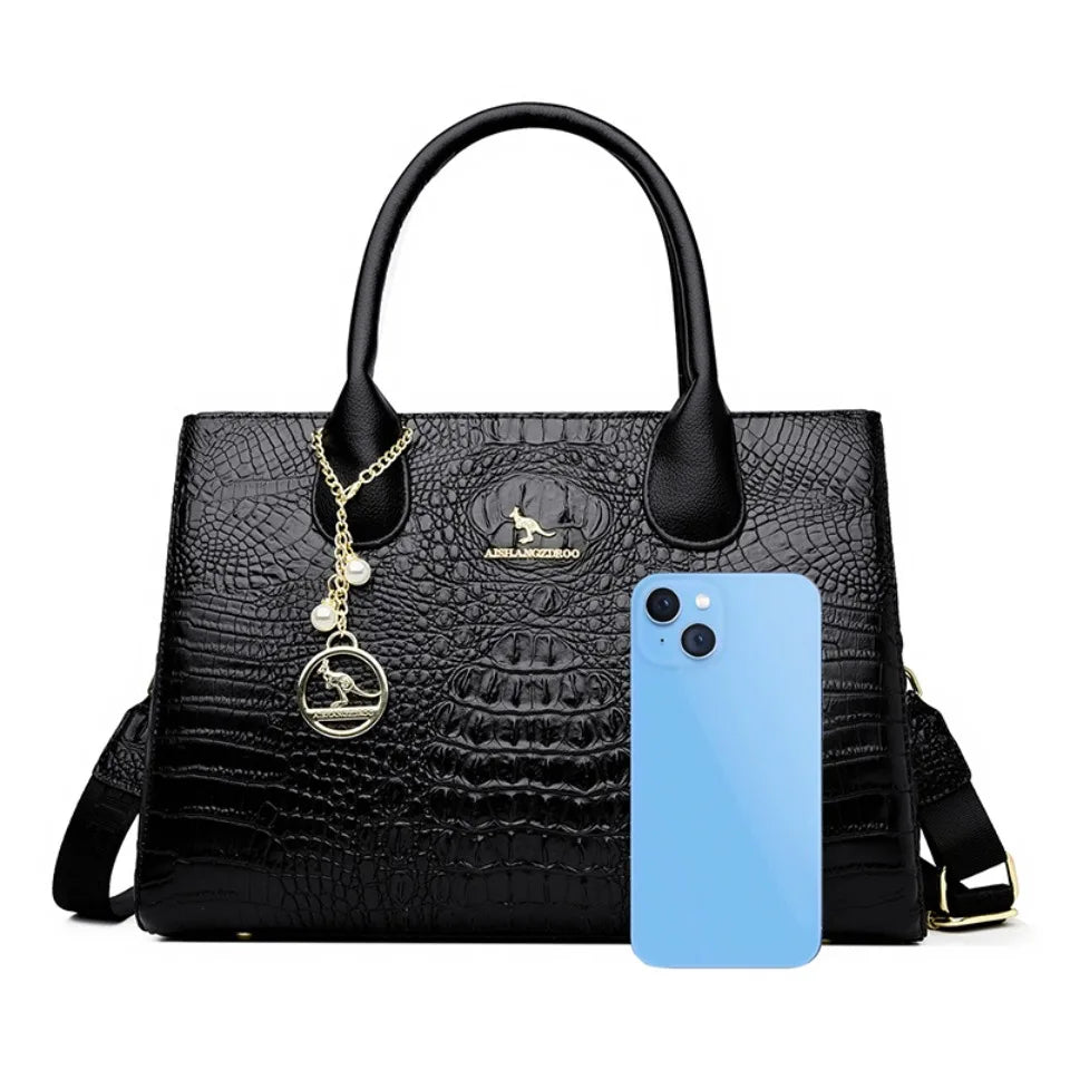 Luxury Crocodile Pattern Handbag Women Large Capacity Shoulder Ba PU Leather Top-handle Bag Brands Crossbody Totes Sac A Main
