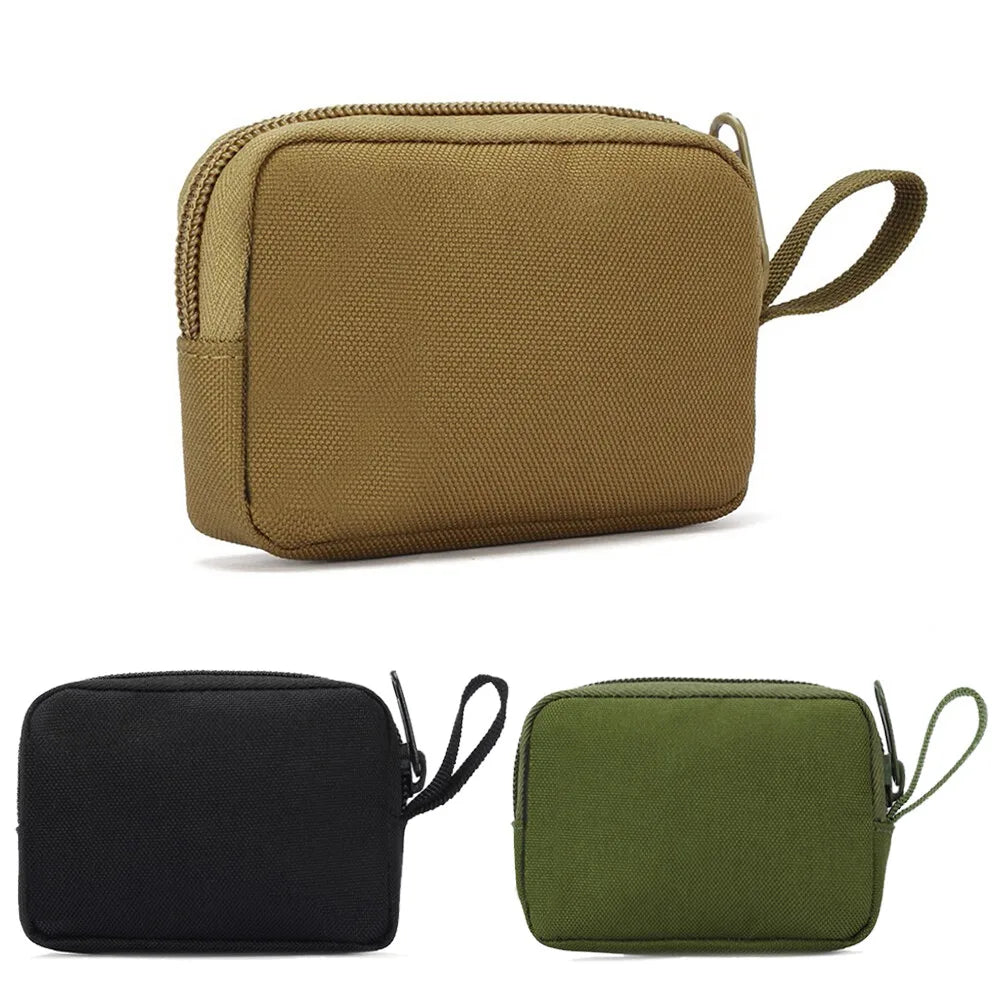 Tactical Small Bag Coin Money Bag Purse Nylon Portable EDC Earphone Key Pouch Outdoor Belt Pack Zipper Card Bags Pocket
