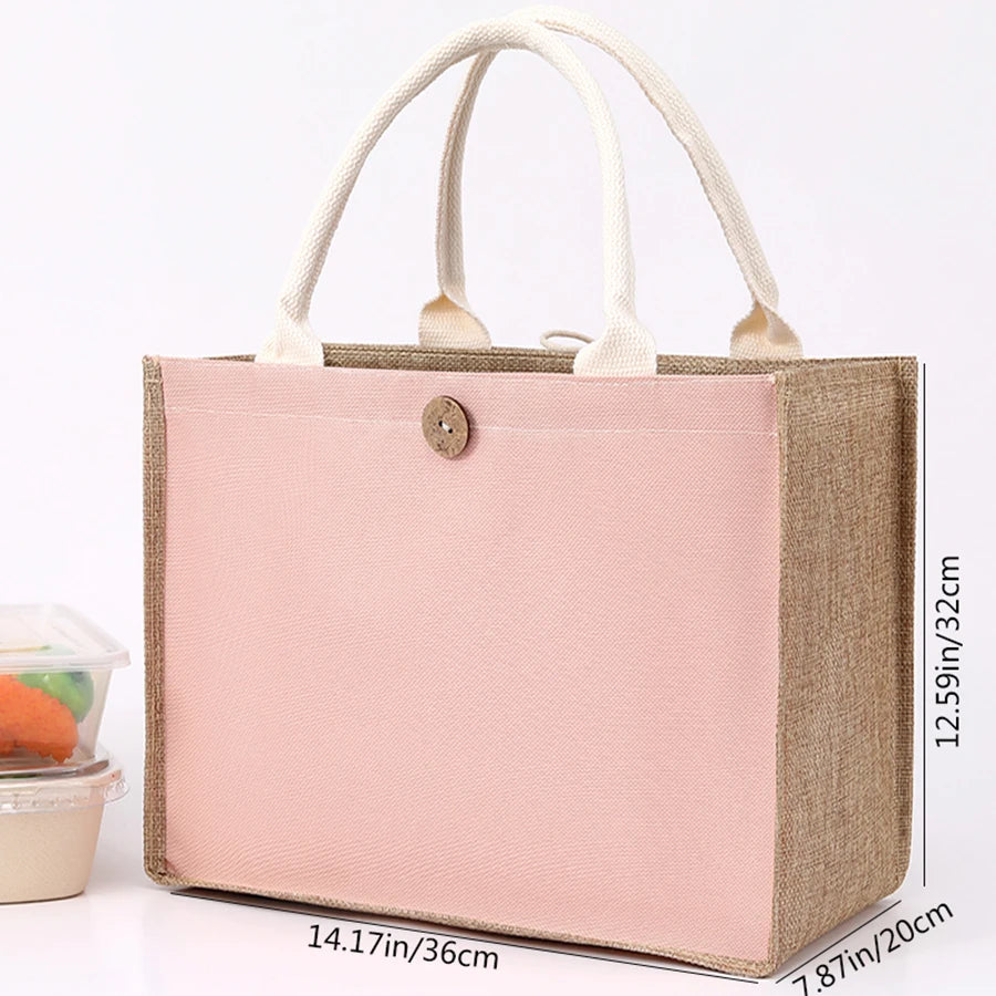 Laminating blank canvas bag DIY painting hand carry faux burlap bag solid color large capacity ladies handheld shopping bag