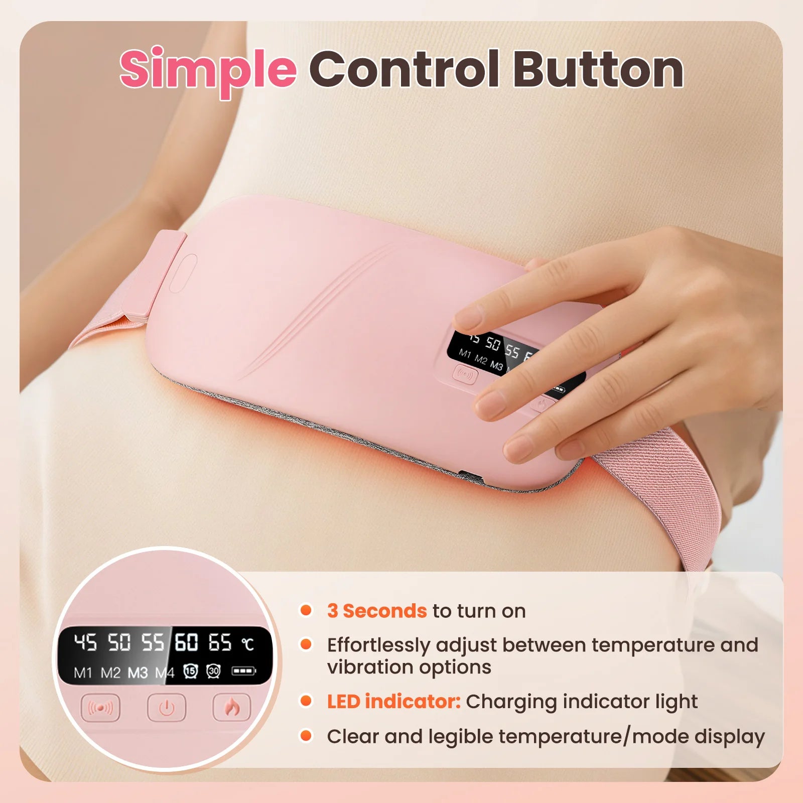 Electric Period Cramp Massager Menstrual Relief Heating Pad Rechargeable Abdominal Vibration Massage Smart Timming Palace Belt
