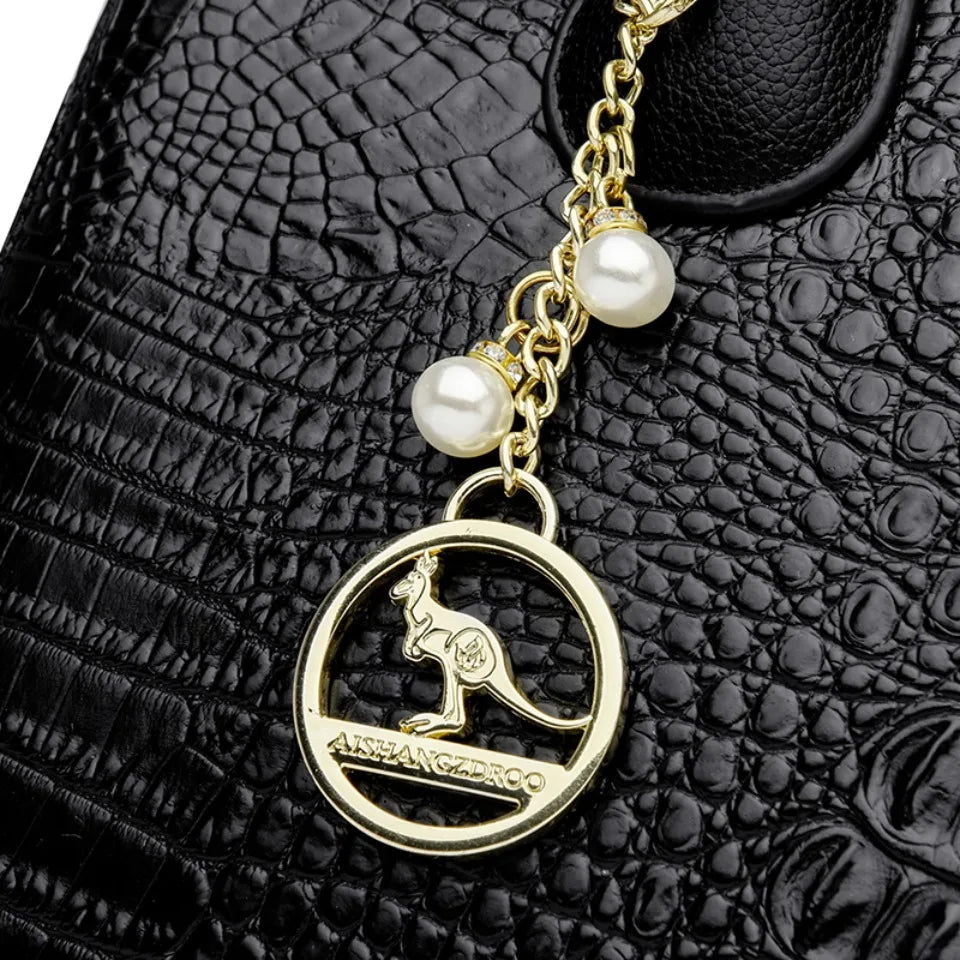 Luxury Crocodile Pattern Handbag Women Large Capacity Shoulder Ba PU Leather Top-handle Bag Brands Crossbody Totes Sac A Main