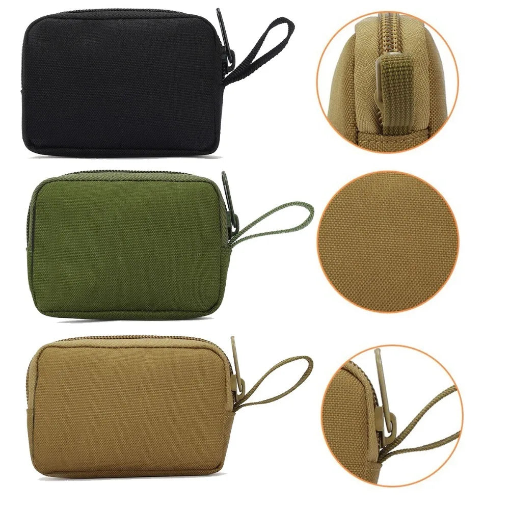 Tactical Small Bag Coin Money Bag Purse Nylon Portable EDC Earphone Key Pouch Outdoor Belt Pack Zipper Card Bags Pocket