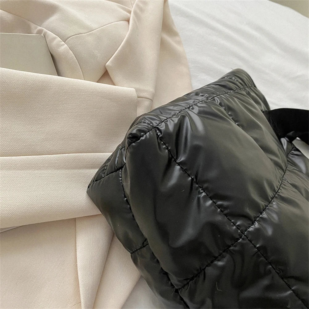 Fashion Women Tote Bag Large Capacity Cotton Padded Top-handle Bags Rhombus Portable Handbag Quilted Solid for Leisure Travel