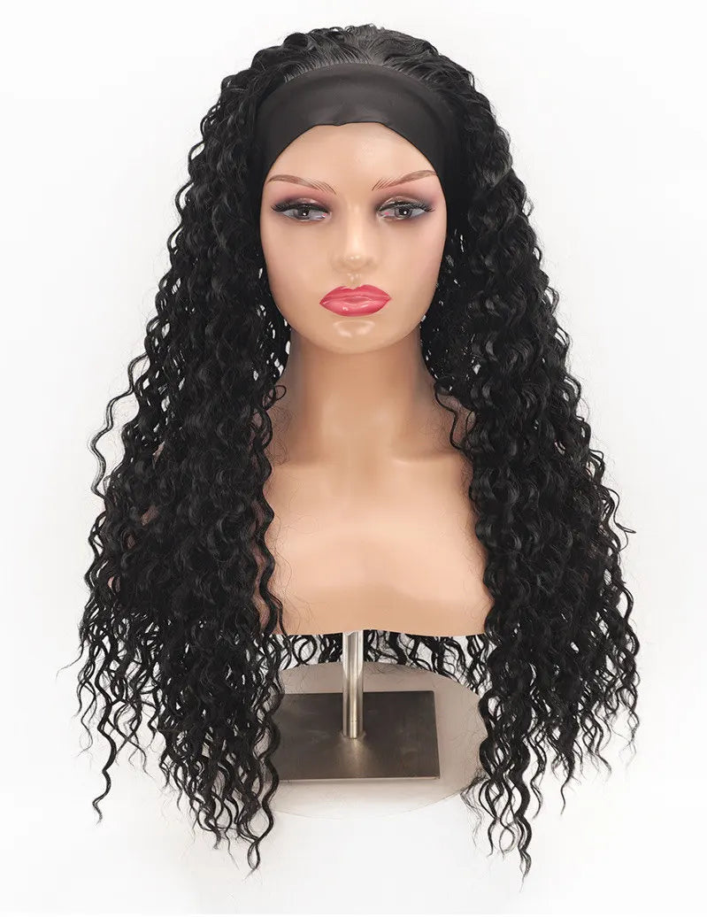 Synthetic Hair Wigs for Women 26inch Headband Wig Female High Quality Curly Wigs on Sale Clearance Black Brown Headband Wigs