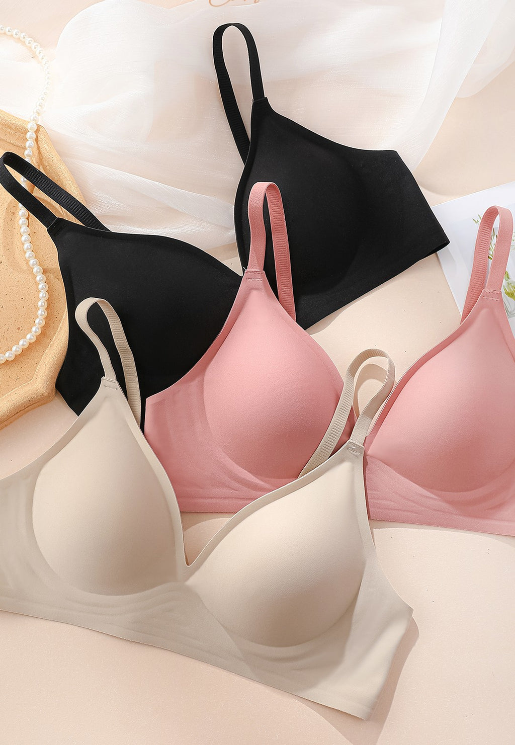Simple Solid Wireless Bra, Comfy & Breathable Stretch Intimates Bra, Women's Lingerie & Underwear