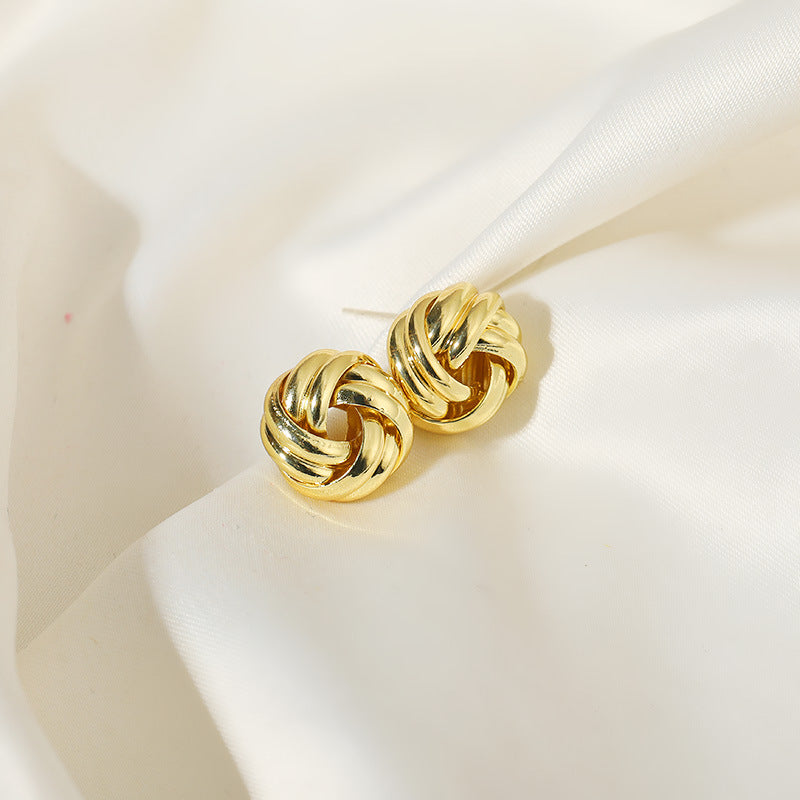 Twist Knotted Stud Earrings Pure Color Alloy Ear Jewelry Decorations For Women Daily Wear