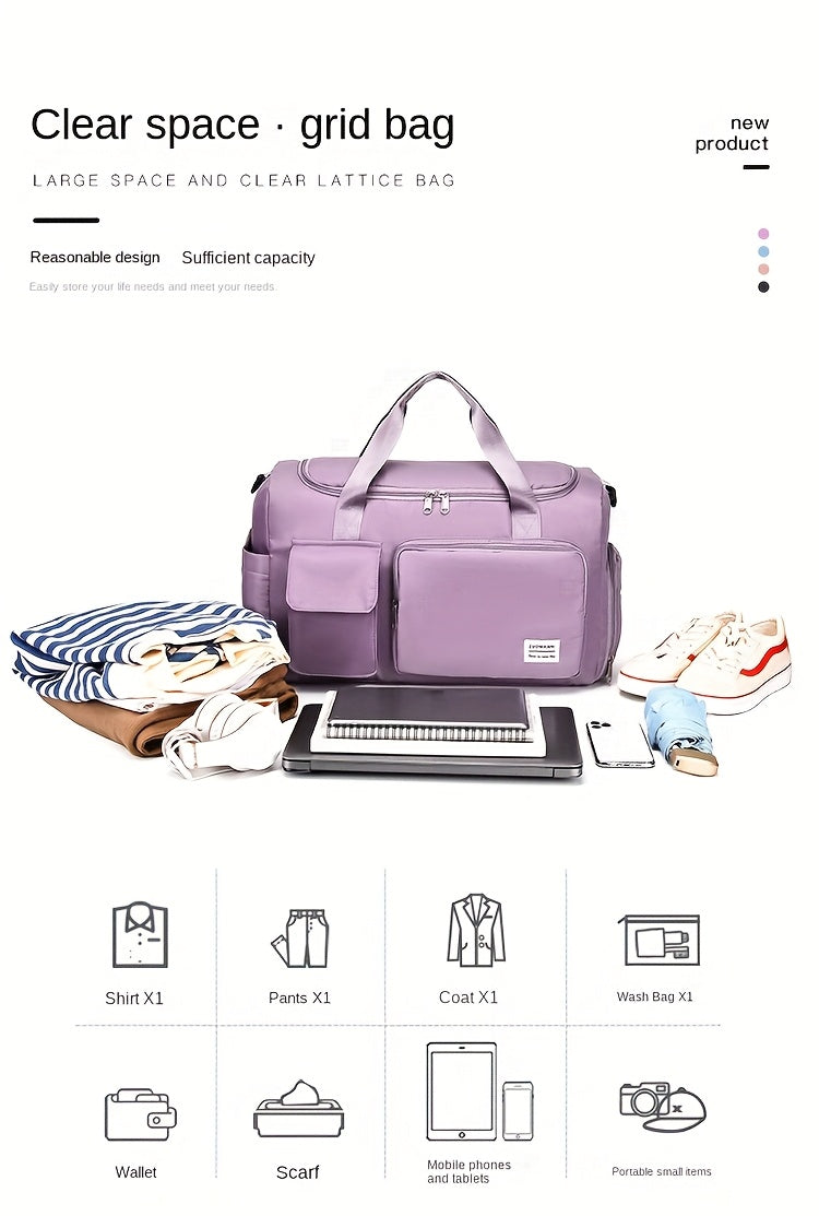 Unisex Large Capacity Travel Bag Luggage Nylon Sports Gym Tote Bags for Women Weekender Overnight Duffle Bag with Shoe Compartment